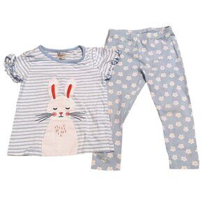 Adventure Wear Girls 5 Bunny Shirt Pants Set Blue Striped Floral Easter Spring